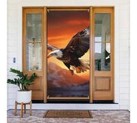 Tenda oscurante per porta di benvenuto, tende oscuranti per porte, tende per finestre, aquila che vola al tramonto stagionale portico segno foto sfondo da appendere alla parete bandiera 72,8 x 35,4 cm