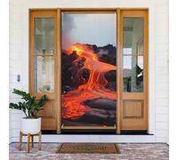 Tenda oscurante per porta di benvenuto, tende oscuranti per porte, tende per finestre, tenda rossa calda lava dal vulcano Kilauea con portico stagionale, sfondo fotografico, bandiera da appendere alla