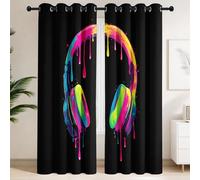 Tenda Oscurante Termica Isolante, 2 Pannelli Multicolore, Graffiti Trend Tende per Sala Giochi Sala Cinema, Tenda Stampa con Occhielli, Cuffie Rosa Giallo Verde Vernice Cool Street, 117x138cm