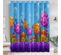 Tenda oscuranti 58.5L x 229A cm 2 pannelli, Isolamento in microfibra per l'efficienza energetica - Fantasy Cartone Animato Carino Fiaba tende stampate con Stampa per Soggiorno Sala da Pranzo Blu