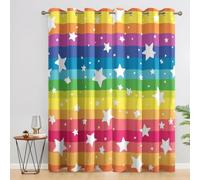 Tenda Oscuranti per Interno 2 Pezzi 3D Stampa Arcobaleno e Stelle Tende Termiche Isolanti Camera da Letto Strisce Colorate Tende per Finestre Piccole con Occhielli L70 x A160 cm B.2313