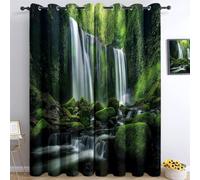 Tenda Oscuranti per Interno 2 Pezzi 3D Stampa Cascate e Vegetazione Tende Termiche Isolanti con Occhielli Paesaggio Naturale Tende Oscuranti dal Pavimento al Soffitto L140 x A260 cm B.3684