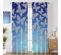 Tenda Oscuranti per Interno 2 Pezzi 3D Stampa Farfalla Splendente Tende Termiche Isolanti con Occhielli Animali Volanti da Sogno Tende Oscuranti dal Pavimento al Soffitto L140 x A260 cm B.1805