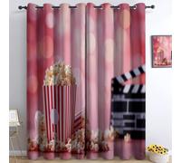Tenda Oscuranti per Interno 2 Pezzi 3D Stampa Popcorn Tende Termiche Isolanti con Occhielli Tema del Cinema Tende Oscuranti dal Pavimento al Soffitto L140 x A260 cm B.2156