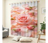 Tenda Oscuranti per Interno 2 Pezzi 3D Stampa Rosa Rosa Tende Termiche Isolanti con Occhielli Tema Romantico Tende Oscuranti dal Pavimento al Soffitto L140 x A260 cm C.138