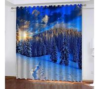 Tenda Oscuranti per Interno 2 Pezzi 3D Stampa Scena Innevata Tende Termiche Isolanti con Occhielli Paesaggio Naturale Tende Oscuranti dal Pavimento al Soffitto L168 x A229 cm A.1446