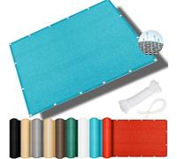 Tenda parasole, 100 x 200 cm, con corde di montaggio, resistente, impermeabile, rettangolare, antivento, per esterni, balcone e giardino, colore azzurro cielo