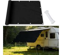 Tenda Parasole 140 x 355 cm Protezione UV con Fune e Occhiellato Tenda a Vela Rettangolare per Esterno Vele Parasole da Giardino Grande per Giardino, Terrazzo, Sabbia, Nero