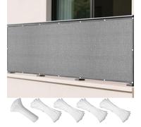 Tenda Parasole 250 x 445 cm Anti-Età Traspirante Antivento 98% Anti UV Rettangolare Panno Ombreggiante con Corde e Occhiello per Esterno, Giardino, Terrazzo e Campeggio, Grigio Chiaro