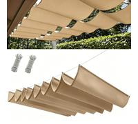 Tenda Parasole 275 x 375 cm Parasole Idrorepellente e Antivento Robusto e Stabile Grande Vela Ombreggiante Retrattile per Auto Cane Pergola Piante, Cachi