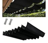 Tenda Parasole 425 x 700 cm Parasole Idrorepellente e Antivento Robusto e Stabile Grande Vela Ombreggiante Retrattile per Auto Cane Pergola Piante, Nero