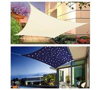 Tenda parasole a LED impermeabile, protezione UV per terrazza, balcone e giardino, 2,5 m, beige, include corde di tensione, tenda parasole per patio