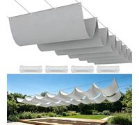 Tenda Parasole a Onda Retrattile 185 x 310 cm Regolabile, Resistente Agli Strappi, Impermeabile, Anti-Uv 95%, Protezione Solare Tenda da Sole per Esterno per Esterni, Giardino, Grigio Chiaro