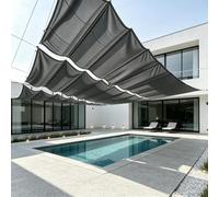 Tenda Parasole a Onda Retrattile 280 x 450 cm Regolabile, Resistente Agli Strappi, Impermeabile, Anti-Uv 98%, Protezione Solare Tenda da Sole a Onda, Pergola per Esterni, Giardino, Grigio Scuro