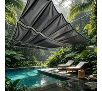 Tenda Parasole a Onda Retrattile 450 x 500 cm Regolabile, Resistente Agli Strappi, Impermeabile, Anti-Uv 98%, Protezione Solare Tenda da Sole per Esterno per Balcone Piscinae, Grigio Scuro