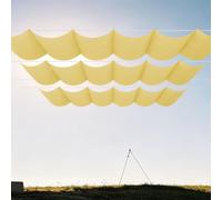 Tenda Parasole a Onda Retrattile 650 x 240 cm Impermeabile Vele Parasole con Occhielli Resistente Agli Strappi per Patio, Terrazza, Giardino, Veranda, Protezione Esterna, Giallo sabbia