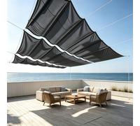 Tenda Parasole a Onda Retrattile 90 x 360 cm Personalizzabile, Regolabile, Protezione Dai Raggi Uv, Protezione Solare, Impermeabile Tenda da Sole a Onda Retrattile per Balcone Piscinae, Grigio Scuro
