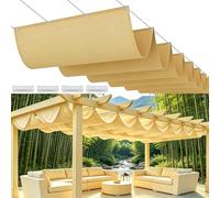 Tenda Parasole a Onda Retrattile 90 x 500 cm Regolabile, Resistente Agli Strappi, Impermeabile, Anti-Uv 98%, Protezione Solare Tenda da Sole per Esterno per Balcone Piscinae, Giallo sabbia
