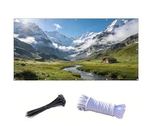 Tenda parasole a scelta di colori, 2 x 2 m, decorazione per balcone, protezione solare, poster da giardino personalizzato, protezione solare personalizzabile, per esterni, le seconde Alpi