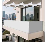 Tenda Parasole a Vela 102 x 320 cm Pes Poliestere Impermeabile Impermeabile Telo Telone Protezione Solare e Uv, Antistrappo per Esterno, Giardino, Terrazzo e Campeggio, Bianco