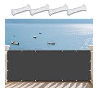 Tenda Parasole a Vela 200 x 370 cm Protezione Antivento 98% Anti UV Impermeabile Telo Ombra Anti UV Antivento con Occhielli con Fune per Giardino, Esterno, Balcone, Campeggio, Grigio Scuro