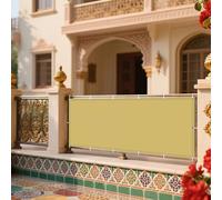 Tenda Parasole a Vela 270 x 435 cm Pes Poliestere Impermeabile Rettangolare Telo Ombra Vela Ombreggiante Protezione Raggi UV per Esterno per Giardino, Balcone, Giallo sabbia