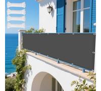 Tenda Parasole a Vela Giardino 200 x 370 cm Protezione UV 98% Copertura Antipolvere Antivento con Fune e Occhiellato per Giardino, Balcone, Piscinae, Terrazza, Grigio Scuro