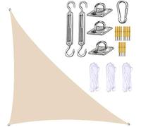 Tenda parasole a vela parasole per esterni, con kit di fissaggio, impermeabile, blocco UV, triangolare, per patio, beige (5 m x 5 m, 7 m)