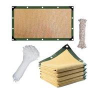 Tenda parasole beige, 3 x 15 m, protezione UV per balcone, 80% tasso di ombreggiatura, con occhielli e bordo verde, resistente alle intemperie