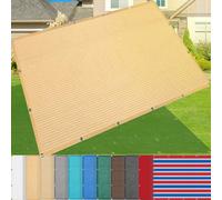 Tenda parasole beige, 5 m x 5 m, 185 g/m², protezione UV con occhielli, tasso di ombreggiatura del 95%, HDPE, protezione solare per cortili, giardini, parchi giochi e mercati all'aperto