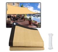 Tenda parasole beige 90% resistente ai raggi UV, disponibile nelle misure da 2 x 2 m a 9 x 10 m, perfetta per la privacy e spazi esterni con occhielli per una facile installazione (dimensioni: 5 x 12