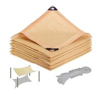 Tenda parasole beige con occhielli, 4 x 5 m, protezione solare per esterni, per balcone, giardino, piscina, in tessuto traspirante rettangolare per la massima difesa dai raggi UV