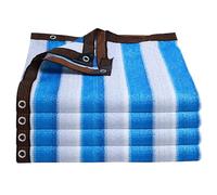 Tenda parasole blu e bianca, per esterni, con occhielli, per balcone, giardino, patio, serra, dimensioni da 1 x 2 m a 5 x 10 m, protezione UV, facile installazione