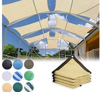 Tenda parasole color crema, 9 x 11 m, con protezione UV al 95%, in HDPE, per protezione dal vento e dal sole, per balconi, giardini, recinzioni, occhielli inclusi.