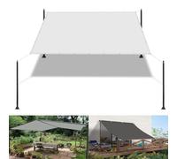 Tenda parasole con protezione dai raggi UV, 3 x 3,8 m, impermeabile, in poliestere, multicolore, con occhielli, ideale per terrazze, balconi e giardini, tenda da sole per esterni, colore bianco