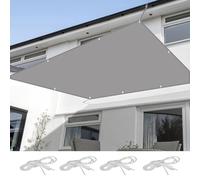 Tenda parasole con protezione dai raggi UV, 4 x 8 m, in poliestere PES, con corde, per giardino, patio, uso esterno, colore grigio chiaro, resistente alle intemperie