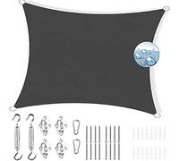 Tenda parasole da 2,5 x 3,5 m, protezione UV al 95%, resistente, con kit di fissaggio, per esterni, giardino, cortile, feste, grigio scuro, soluzione ombreggiante per esterni