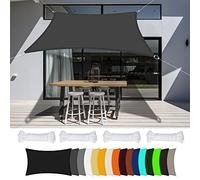 Tenda parasole da giardino impermeabile, 3 x 7 m, con corda inclusa, ideale per patio, esterno e cortile, baldacchino grigio scuro per una maggiore protezione dai raggi UV