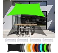 Tenda parasole da giardino impermeabile, 4,5 x 6 m, 98% UV, per patio e baldacchino, corde incluse disponibili in triangolo e rettangolare, colore verde tenero