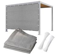 Tenda parasole da giardino, traspirante, blocco UV al 90%, bordo ispessito al 90%, 2 x 4 m, isolamento termico e protezione solare, per balcone, protezione dalla privacy, con occhielli (grigio)