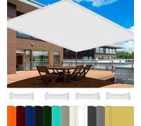 Tenda parasole di alta qualità, 0,5 x 1 m, 98% protezione dai raggi UV, impermeabile, in poliestere, ideale per pergolati, terrazze, giardini e prati, include 4 corde da 1,5 m, colore: bianco