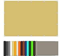 Tenda parasole di alta qualità, 5,1 x 4,5 m, protezione dai raggi UV, 98% impermeabile, per balcone, patio, piscina, colore crema con fascette