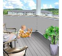 Tenda parasole impermeabile, 0,65 x 7,5 m, 96% protezione da sguardi indiscreti e antivento, resistente ai raggi UV, ideale per giardino, colore grigio, con lacci