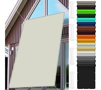 Tenda parasole impermeabile, 1,5 x 5 m, rettangolare, 98% protezione UV, 220 g/m², in tessuto PES, per patio, giardino e piscina, a prova di umidità, con corda inclusa, colore avorio