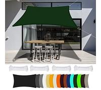 Tenda parasole impermeabile, 3,5 x 5 m, colore verde scuro, per esterni, giardino, patio e prato, include corda per una facile installazione