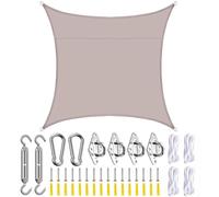 Tenda parasole impermeabile, 3 pezzi, colore marrone chiaro, rettangolare, per patio, balcone, giardino e campeggio, protezione dai raggi UV per esterni, soluzioni per l'ombra del cortile