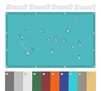 Tenda parasole impermeabile, 4,5 x 7 m, resistente, protezione dai raggi UV, resistente, resistente agli strappi, design ad angolo retto, con 4 corde gratuite, per uso esterno e giardino, blu cielo