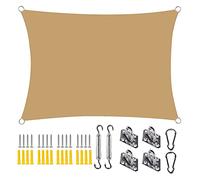 Tenda parasole impermeabile 5,5 x 5,5 m, traspirante, rettangolare, resistente agli strappi, per giardino, patio, campeggio, colore crema, protezione UV esterna