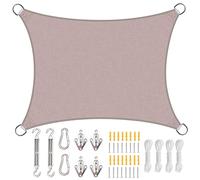 Tenda parasole impermeabile, 6 x 8 m, rettangolare, blocco UV, 104% protezione dal vento, per giardino, balcone e patio, con occhielli e kit di installazione