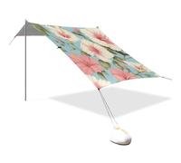 Tenda parasole impermeabile per esterni, con ibisco e fiori, protezione UPF50, con borsa per il trasporto, per cortile e campeggio